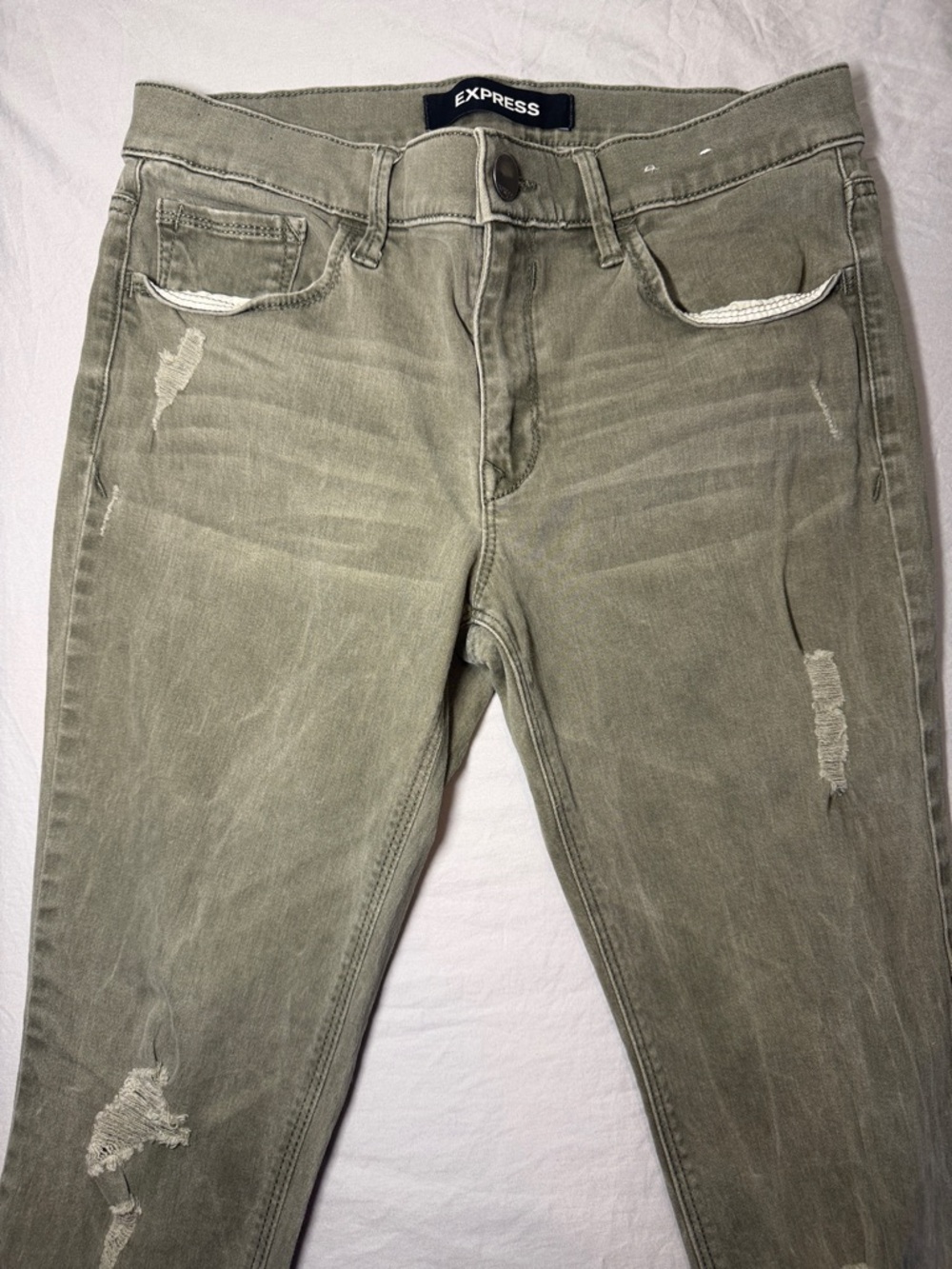 Express Men's Olive Skinny Stretch Jeans